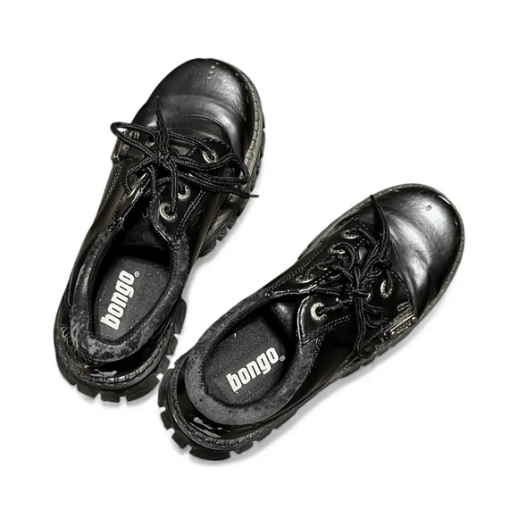 Rare! Vintage Y2K Black Bongo Ronnie Oxford Chunky Shoes - Grunge - Picture 2 of 5